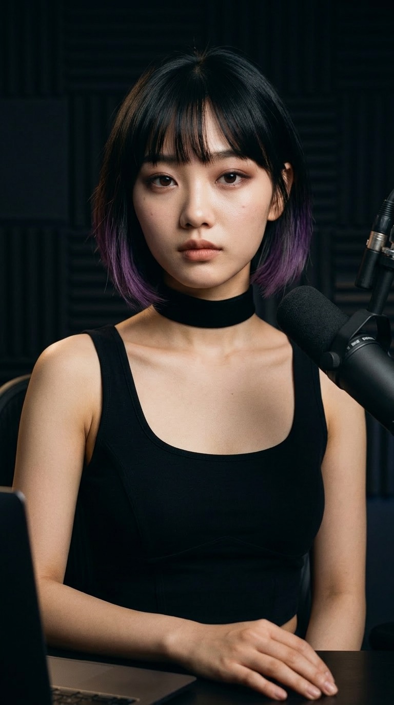 Byte in her podcast studio